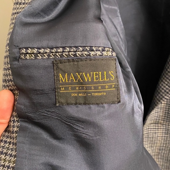 Mens Small Houndstooth Print Blazer/Sports Coat Navy Blue, Gray, Brown and Green - Picture 5 of 9